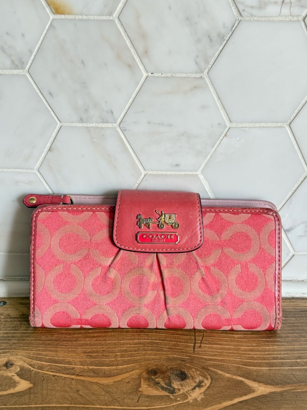 COACH Signature Monogram Wallet Check Book VTG.